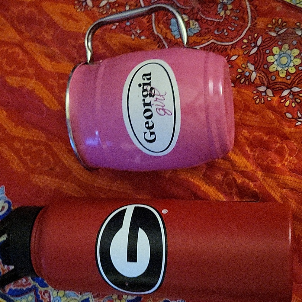 UGA 34 oz Stainless  Steel Bottle.New Never Used ⁹ Bonus Georgia MUG PINK Metal